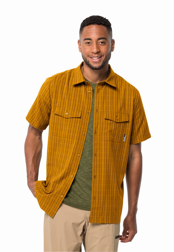 Yellow Men Jack Wolfskin Thompson Shirts | 94371988
