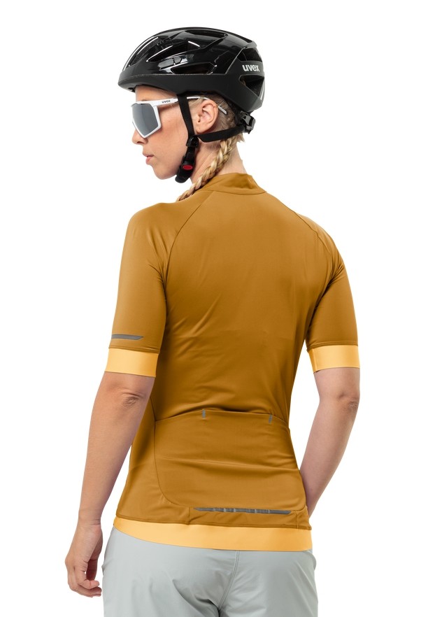 Yellow Women Jack Wolfskin Gravex Fz S/s W Bike T Shirts | 94012662