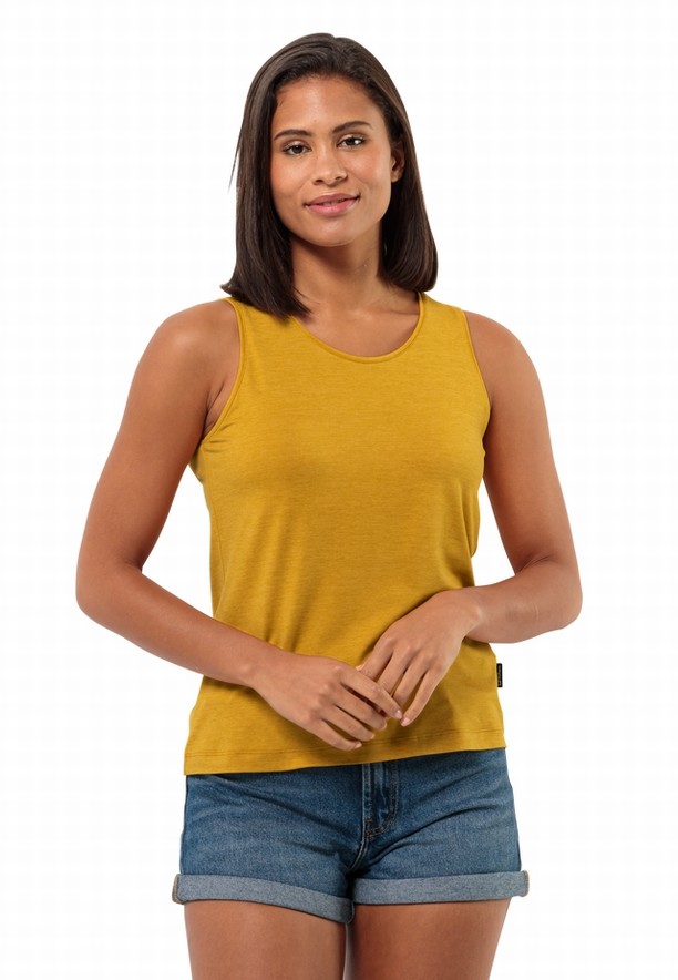 Yellow Women Jack Wolfskin Travel Tank Top | 78920601