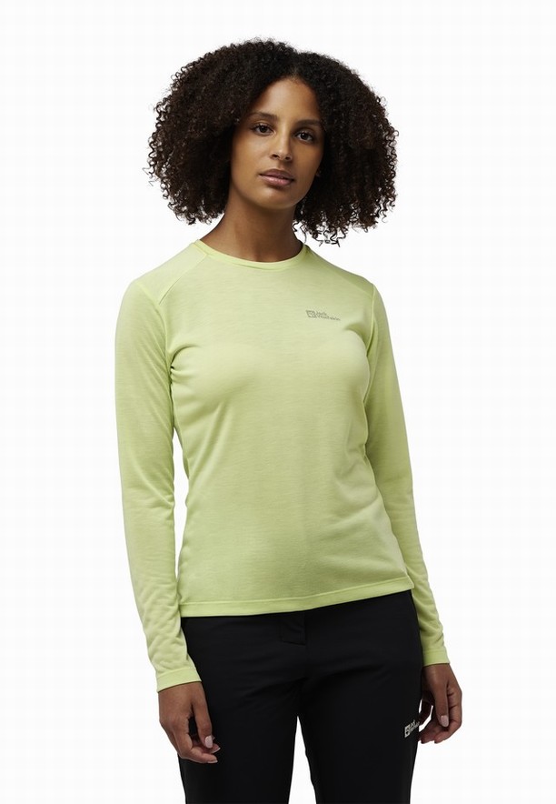 Yellow Women Jack Wolfskin Vonnan Ls T Shirts | 94403625